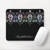 Elegant Girly Black White Monogram Name Muismat (Met muis)