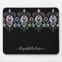 Elegant Girly Black White Monogram Name