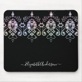Elegant Girly Black White Monogram Name Muismat