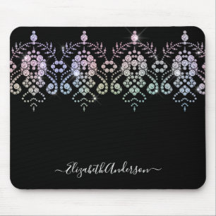 Elegant Girly Black White Monogram Name Muismat