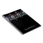 Elegant Girly Black White Monogram Name Notitieboe Notitieboek (Rechterzijde)
