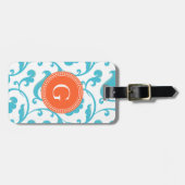 Elegant girly blauwgroen blauw bagagelabel (Voorkant horizontaal)