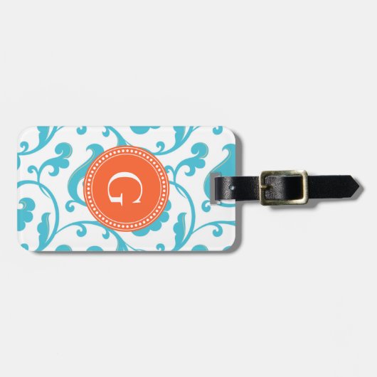 Elegant girly blauwgroen blauw bagagelabel (Voorkant horizontaal)