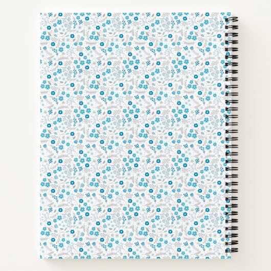 Elegant Girly Blue Artist Monogram Sketchbook Notitieboek (Achterkant)