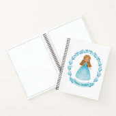 Elegant Girly Blue Artist Monogram Sketchbook Notitieboek (Binnen)