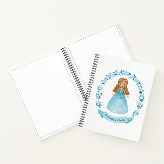Elegant Girly Blue Artist Monogram Sketchbook Notitieboek (Binnen)