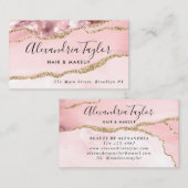 Elegant Girly Blush Pink Gold Glitter Marble Agate Visitekaartje (Voorkant / Achterkant)