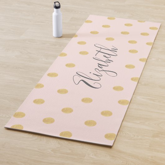 Elegant Girly Blush Pink Gold Polkadot  Yogamat (In situ)