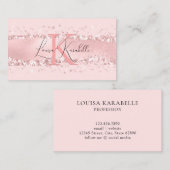 Elegant Girly Blush Pink Monogram Visitekaartje (Voorkant / Achterkant)