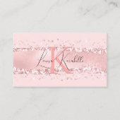 Elegant Girly Blush Pink Monogram Visitekaartje (Voorkant)