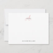 Elegant Girly Blush Roze Script Monogram Notitiekaartje (Voorkant)