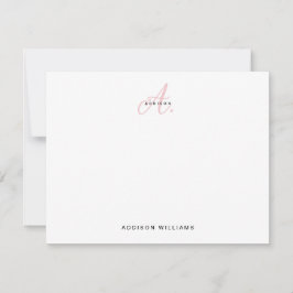 Elegant Girly Blush Roze Script Monogram Notitiekaartje
