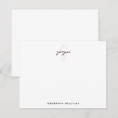 Elegant Girly Blush Roze Script Monogram Notitiekaartje (Voorkant / Achterkant)