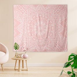 Elegant Girly Boho Light Pink Mandala Wandkleed