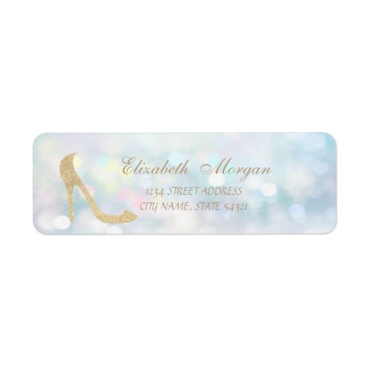 Elegant Girly Bokeh, Glitter High Heel Adres Etiket (Voorkant)