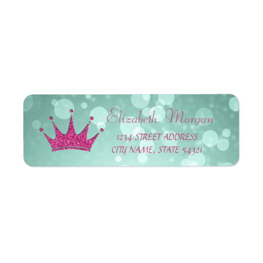 Elegant Girly Bokeh, Glittery Tiara Adres Label (Voorkant)