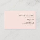 Elegant Girly Calligraphy Minimal Blush Pink Visitekaartje (Achterkant)