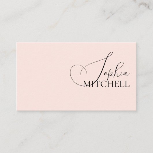 Elegant Girly Calligraphy Minimal Blush Pink Visitekaartje (Voorkant)