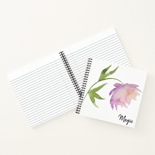 *~* Elegant Girly Chic Feminine Waterverf Peony Notitieboek (Binnen)