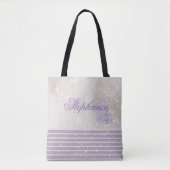 Elegant Girly Chic Marble Sparkle Gepersonaliseerd Tote Bag (Voorkant)