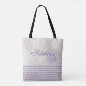 Elegant Girly Chic Marble Sparkle Gepersonaliseerd Tote Bag (Achterkant)