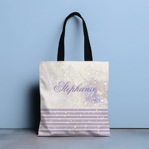 Elegant Girly Chic Marble Sparkle Gepersonaliseerd Tote Bag