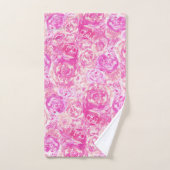 Elegant Girly Chic Pink Waterverf Rozen Bad Handdoek (Handdoek)
