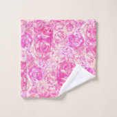 Elegant Girly Chic Pink Waterverf Rozen Bad Handdoek (Wasdoekje)
