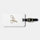 Elegant Girly Chic Wit Goud Script Monogram Bagagelabel (Voorkant horizontaal)