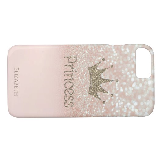 Elegant Girly Crown Princess, Glitter Bokeh Case-Mate iPhone Case (Achterkant (Horizontaal))