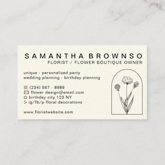 Elegant Girly Dandelion Flower Florist Floral Visitekaartje (Achterkant)