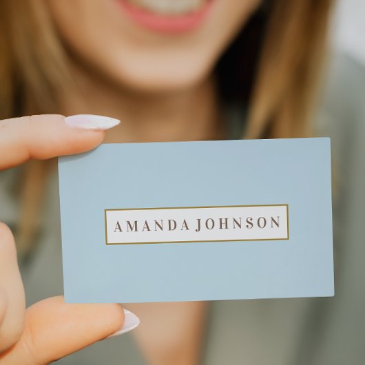 Elegant Girly Day Spa Salon bleek Blue Gold border Visitekaartje