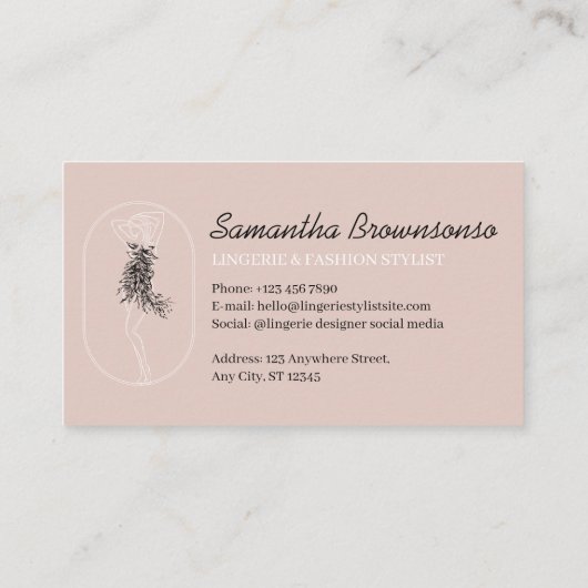 Elegant Girly Feminine Minimal Lingerie Mode Visitekaartje (Achterkant)