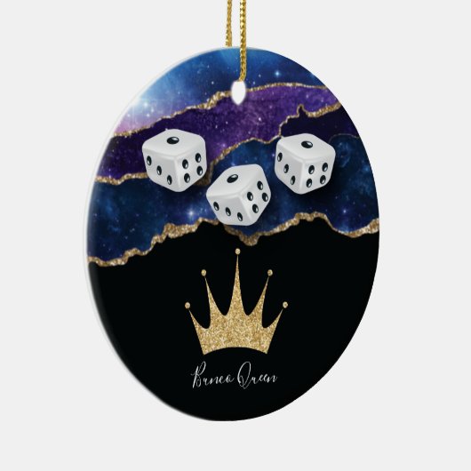 Elegant Girly Glitter Bunco Dice Queen Keramisch Ornament (Rechts)