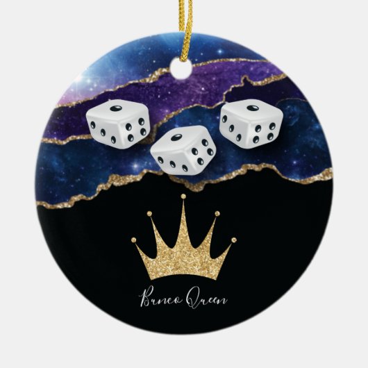 Elegant Girly Glitter Bunco Dice Queen Keramisch Ornament (Voorkant)