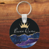 Elegant Girly Glitter Gold Crown Bunco Queen Sleutelhanger (Voorkant)