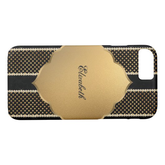Elegant Girly Gold Diamonds - Gepersonaliseerd Case-Mate iPhone Case (Achterkant (Horizontaal))