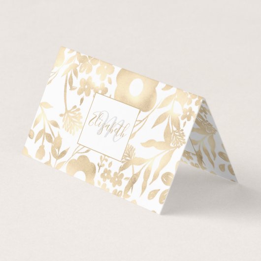 Elegant Girly Gold Flowers design Visitekaartje (Voorkant)