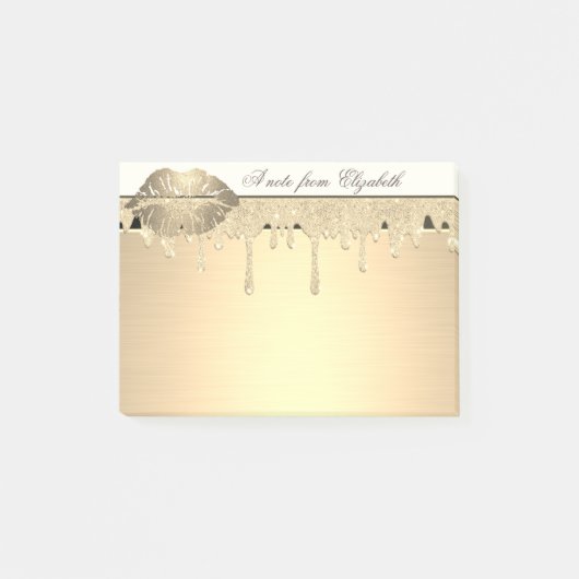 Elegant Girly, Gold Glitter Drives, Lips Post-it® Notes (Voorkant)