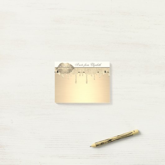 Elegant Girly, Gold Glitter Drives, Lips Post-it® Notes (Op bureau)