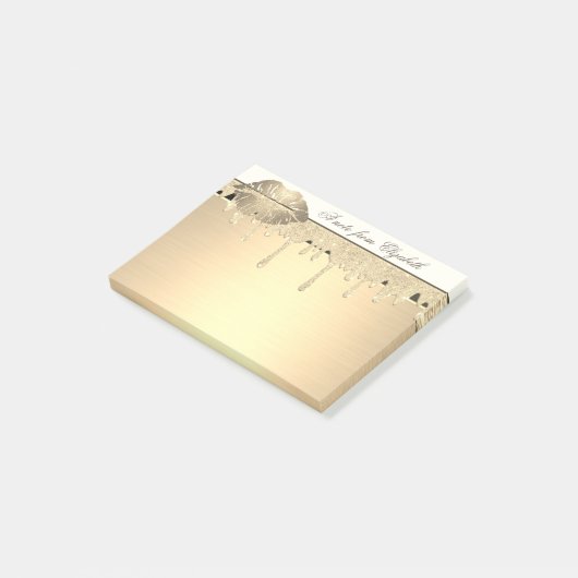 Elegant Girly, Gold Glitter Drives, Lips Post-it® Notes (Schuin)