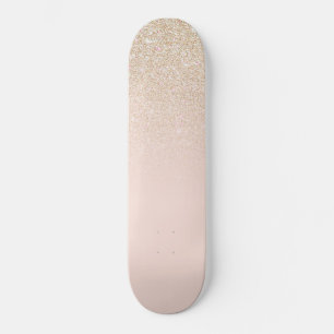 Elegant Girly Gold Roos Pink Glitter Ombre Persoonlijk Skateboard
