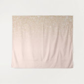Elegant Girly Gold Roos Pink Glitter Ombre Wandkleed (Voorkant (horizontaal))