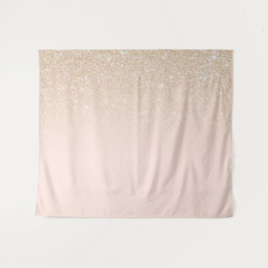 Elegant Girly Gold Roos Pink Glitter Ombre Wandkleed (Voorkant (horizontaal))