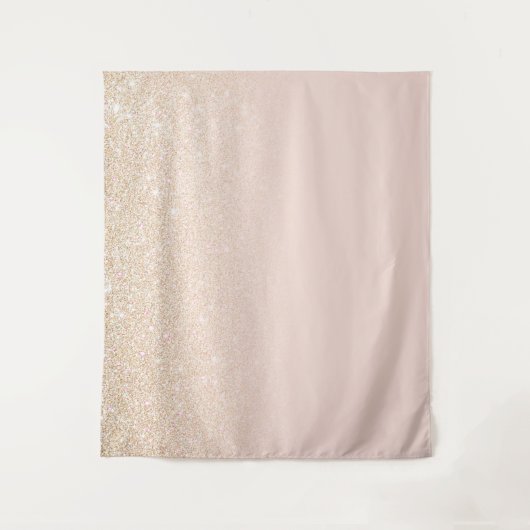 Elegant Girly Gold Roos Pink Glitter Ombre Wandkleed (Voorkant)