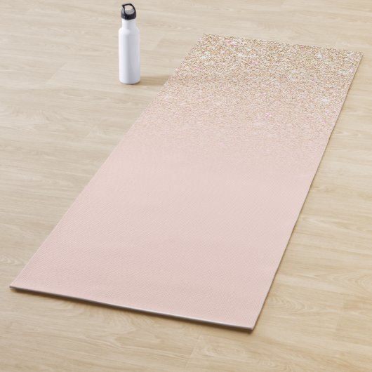 Elegant Girly Gold Roos Pink Glitter Ombre Yogamat (In situ)