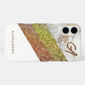 Elegant girly goud glitter wit marmer goud Case-Mate iPhone case (Achterkant (horizontaal))