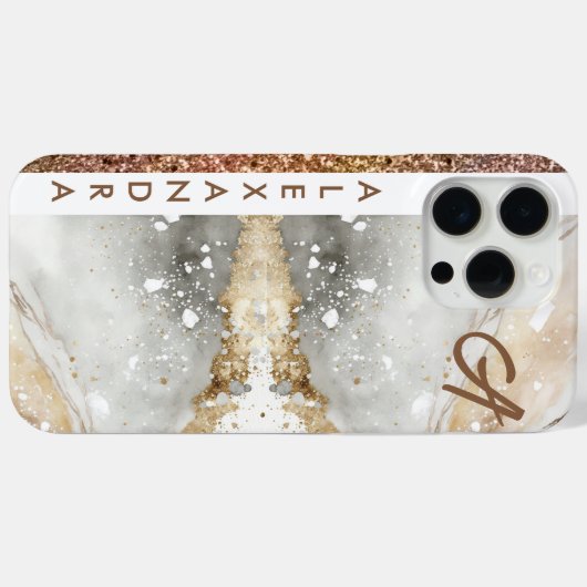 Elegant girly goud glitter wit marmer goud Case-Mate iPhone case (Achterkant (horizontaal))