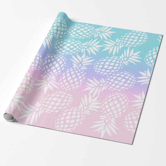 Elegant Girly Gradient Panapple Pattern Colorful Cadeaupapier (Uitgerold)