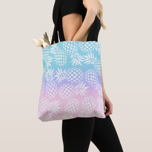 Elegant Girly Gradient Panapple Pattern Colorful Tote Bag (Dichtbij)